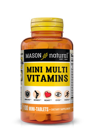 MASON NATURAL Mini Multi Vitamins Vitamins A C D3 E B1 B2 B3 B6 B12 Folate and Calcium for Overall Health 100 Day Supply
