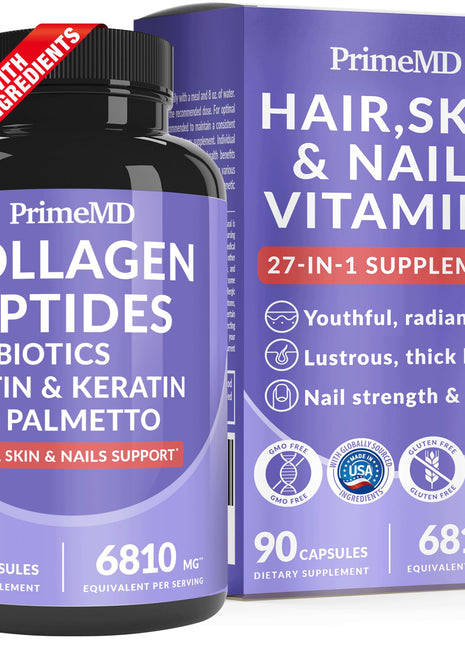 PrimeMD 27-in-1 Hair Skin Nails Vitamins Biotin 10000mcg - 90 capsules