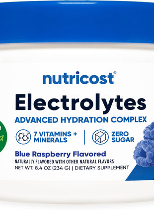 Nutricost Electrolyte Complex Powder (60 Servings Blue Raspberry) - Hydration Supplement Drink Mix with Vitamins and Minerals