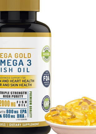 Omega-3 Fish Oil 2000mg | 800mg EPA, 600mg DHA & Vit E - 120 soft gels