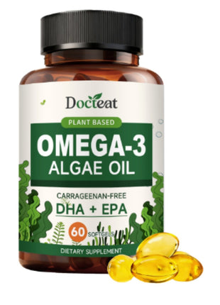 Docteat Plant Based Omega 3 EPA & DHA Softgels 60 Capsules Carrageenan Free Vegan Formula