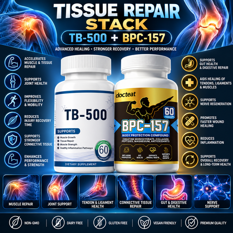 Wolverine Stack Tissue Repair|BPC 157 1000mg + TB 500 Stack | 60 Capsules each