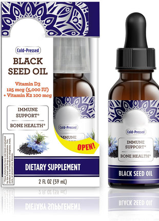 Black Seed Oil Drops-60ml |Omega 3, 6,9 + Vit D3 -K2