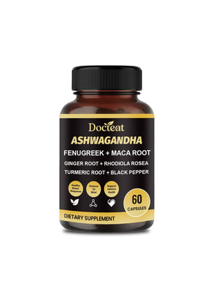 Docteat Ashwagandha |Blend with Rhodiola, Maca - 60 caps