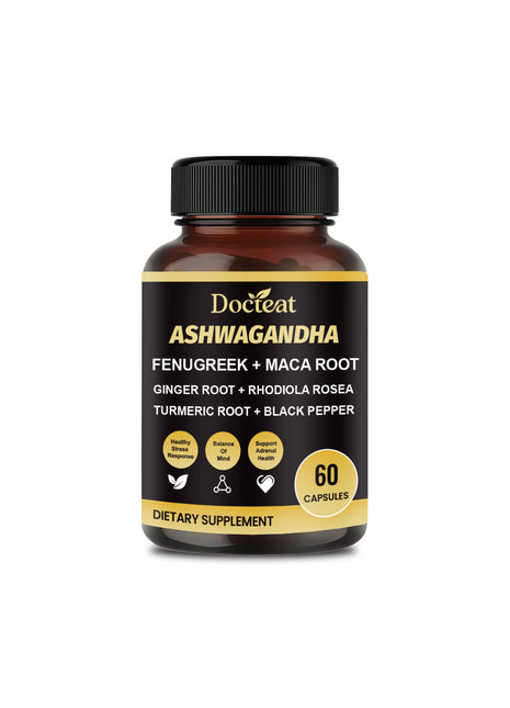 Docteat Ashwagandha |Blend with Rhodiola, Maca - 60 caps