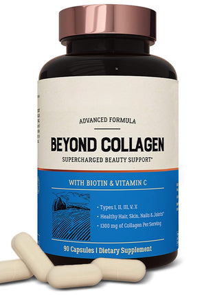 Beyond Collagen Capsules 1300mg|Types I, II, III, V, X + Biotin & Vit C
- 90 caps