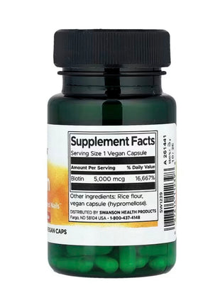 Swanson Biotin (vitamin B7) 5000mg - 30 capsules