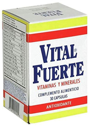 Vital Fuerte Vitamins and Minerals Supplement 30 Capsules Bottle.