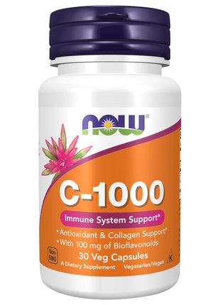 NOW Foods Supplements Vitamin C-1000 with Rose HIPS & Bioflavonoids Antioxidant Protection* 30 Veg Capsules
