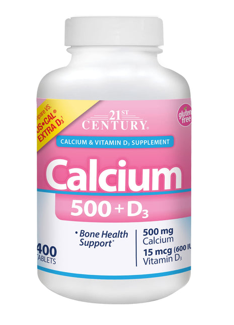 21st Century Vitamins Calcium 500 Plus Extra D Caplets - 400 Capsules