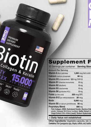 Biotin Capsules for Hair and Nail Health with Vitamins