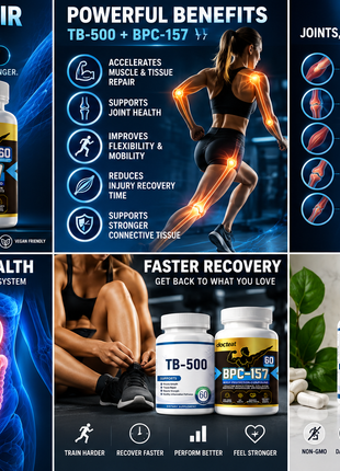 Wolverine Stack Tissue Repair|BPC 157 1000mg + TB 500 Stack | 60 Capsules each
