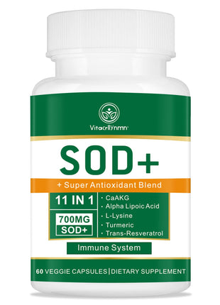 VITACRLLYNMN 700MG Sod Superoxide Dismutase Supplement - High Potency Antioxidant Supplement for Cellular Health - 60 Capsules