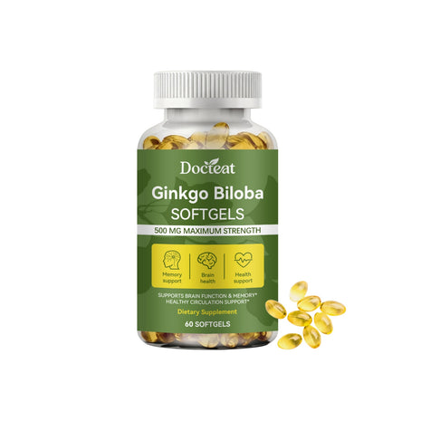 Docteat Ginkgo Biloba Extract 500mg |60 Softgels – Memory, Focus & Circulation Support