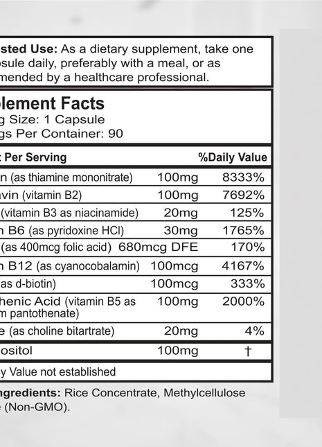 Vitamin B Complex High Potency – 90 vCaps