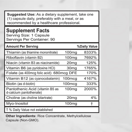 Vitamin B Complex High Potency | 90 Vegan Caps
