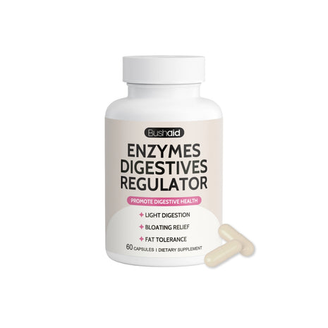BushAid Digestive Enzymes Regulator | Bloat Relief & Digestive Support | 60 Capsules