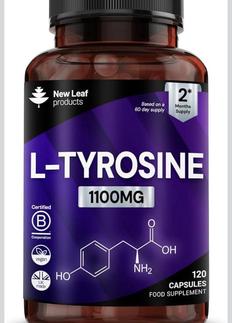 L - Tyrosine 1100mg | Free form Aminoacid - 120 vegan capsules - High Strength
