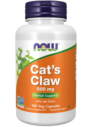 NOW Foods Supplements Cats Claw 500 mg Non-GMO Project Verified Herbal Supplement 100 Veg Capsules