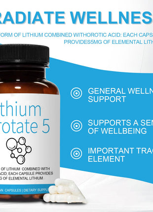 Lithium Orotate 5mg - 60 caps| Mood, brain & Nervous System Support
