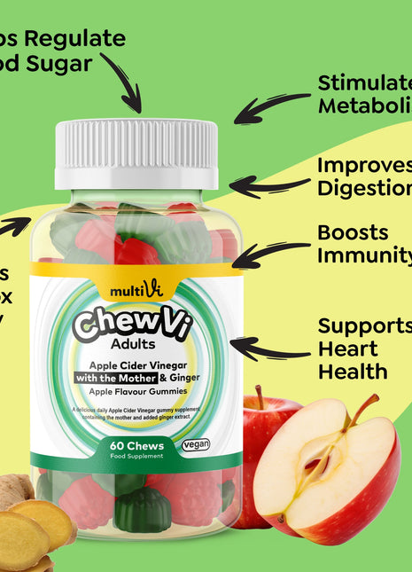 Apple Cider Vinegar (with the Mother) & Ginger Gummies - Apple Flavour