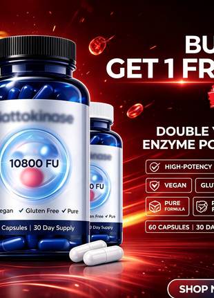 Nattokinase Power 10.800Fu - 60 Capsules | Promotion BUY 1 & GET 1 FREE!