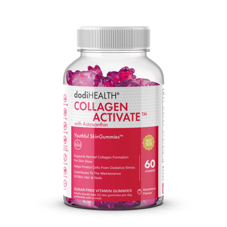 Collagen with Astaxanthin & Zinc | Sugar-Free, Halal, Skin Support, UK - 60 Gummies