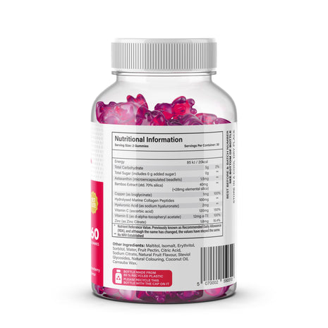 Collagen with Astaxanthin & Zinc | Sugar-Free, Halal, Skin Support, UK - 60 Gummies