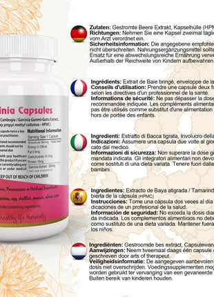 Garcinia Cambogia |Healthy Weight Support - Vegan, Gluten Free, Non-GMO, 60 Capsules