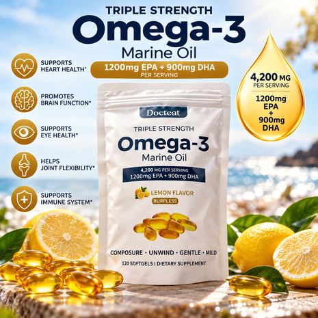 Omega 3 Marine Oil | 1200mg EPA & 900mg DHA | 120 Softgels