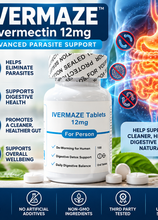 Deworming IVERMAZE Pet/Animal Deworming 12mg | 100 Tablets - Suitable for human use
