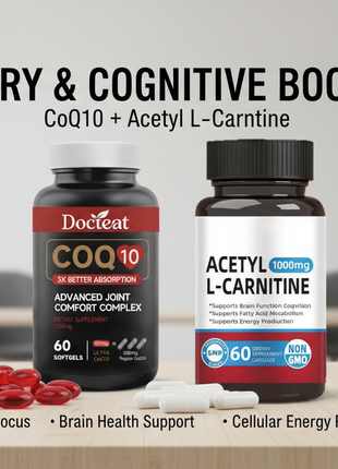 Suprema Fuel Memory Booster & Cognitive Stack | ALCAR 1000mg+ CoQ10 100mg - 60 Caps/bottle