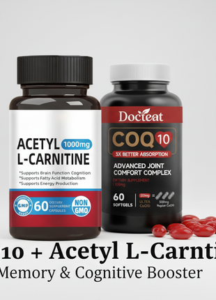 Suprema Fuel Memory Booster & Cognitive Stack | ALCAR 1000mg+ CoQ10 100mg - 60 Caps/bottle