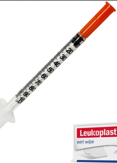 10 x 1.0ml/cc 27G x (0.4 x 13mm) 1/2" –Insulin Injections + 10 Wipes