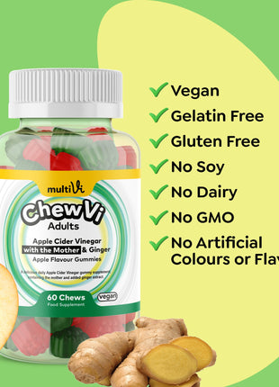 Apple Cider Vinegar (with the Mother) & Ginger Gummies - Apple Flavour