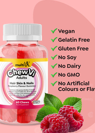 Hair Skin & Nails Gummies - Raspberry Flavour