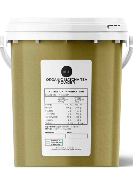 Organic Matcha Green Tea Powder Bucket Camellia Sinensis Leaf Supplementt