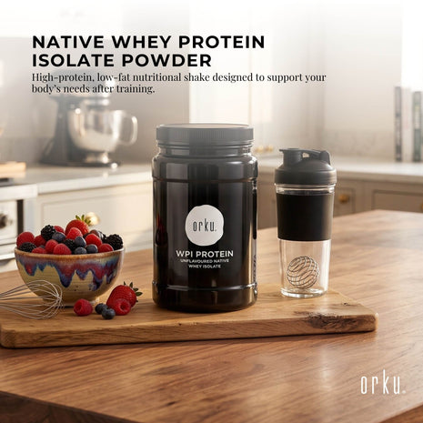 Orku 1Kg Whey Protein Isolate Powder WPI 90% Unflavoured Native Jar