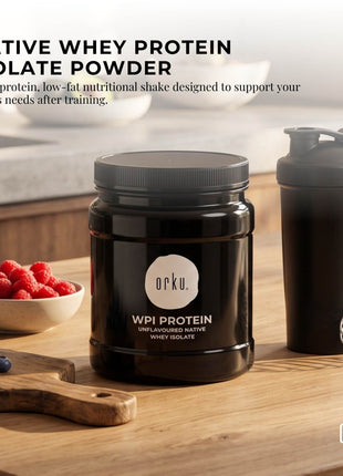 Orku 400g Whey Protein Isolate Powder WPI 90% Unflavoured Native Jar