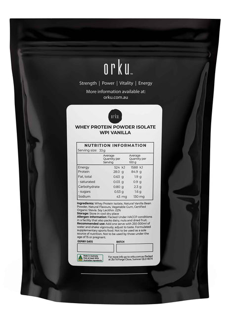 Orku WPI Whey Protein Isolate Powder - Vanilla Bag | Sports Food