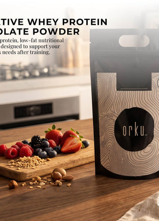 Orku Whey Protein Isolate Powder WPI 90% Unflavoured Native Bags