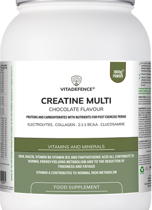 Creatine Multi | Chocolate Flavour Recovery Shake with BCAA, Collagen, Electrolytes, Vitamins & Minerals – 1.8 kg