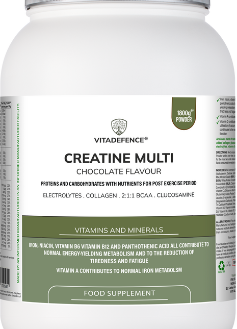 Creatine Multi | Chocolate Flavour Recovery Shake with BCAA, Collagen, Electrolytes, Vitamins & Minerals – 1.8 kg