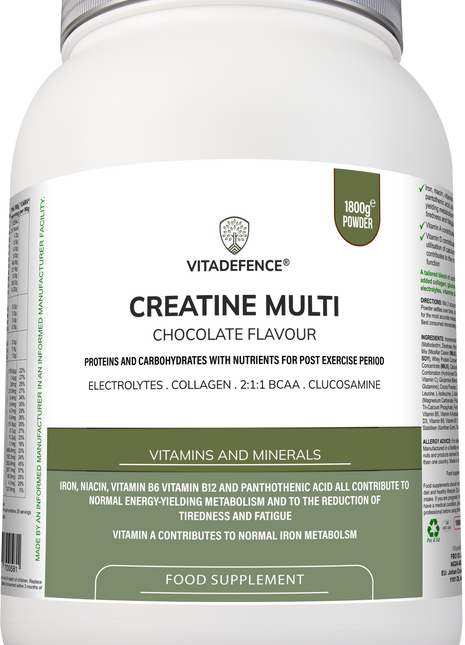 Creatine Multi | Chocolate Flavour Recovery Shake with BCAA, Collagen, Electrolytes, Vitamins & Minerals – 1.8 kg