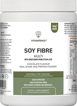 Soy Fibre Multi | Chocolate Flavour Protein Powder with Vitamins & Minerals | 300 g