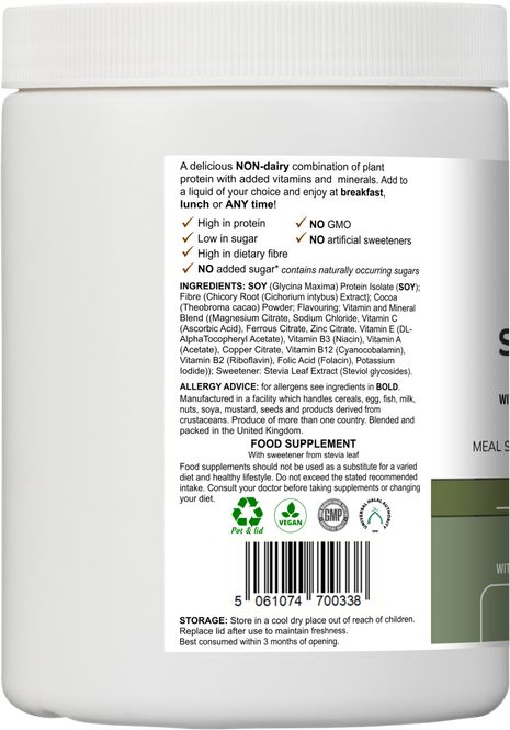 Soy Fibre Multi | Chocolate Flavour Protein Powder with Vitamins & Minerals | 300 g