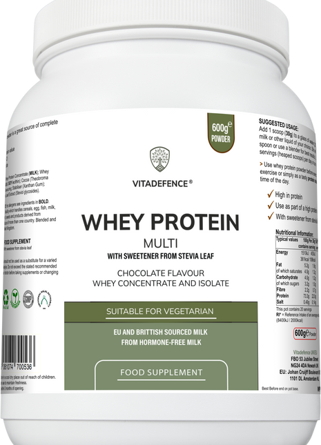 Whey Protein Multi | Chocolate Flavour Protein Powder with Stevia – 600 g