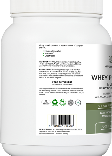 Whey Protein Multi | Vanilla Flavour Protein Powder with Stevia – 600 g