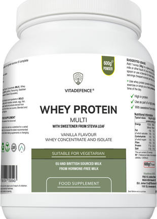 Whey Protein Multi | Vanilla Flavour Protein Powder with Stevia – 600 g