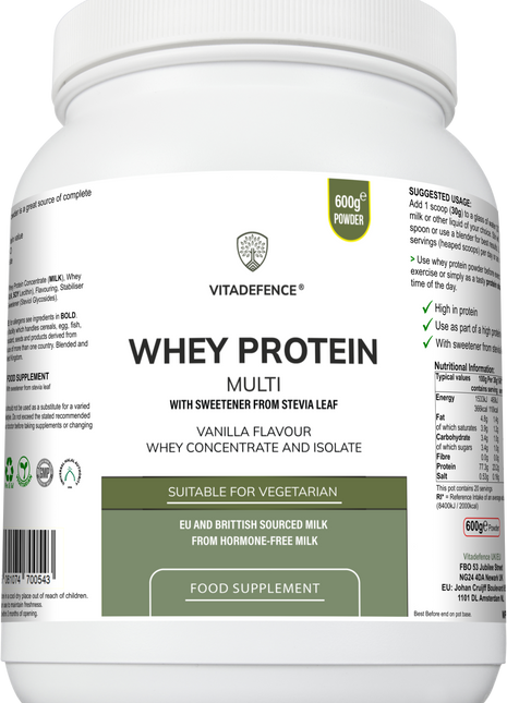 Whey Protein Multi | Vanilla Flavour Protein Powder with Stevia – 600 g